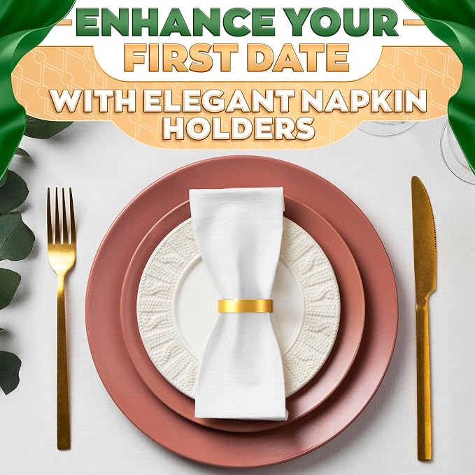 Gold Napkin Rings Set of 10, Modern Semicircle Holders for Weddings | Semicircle Metal Holders Add Elegance to Dining and Dinner Party Tables - Reusable Gold Rings Suit Modern or Formal Settings
