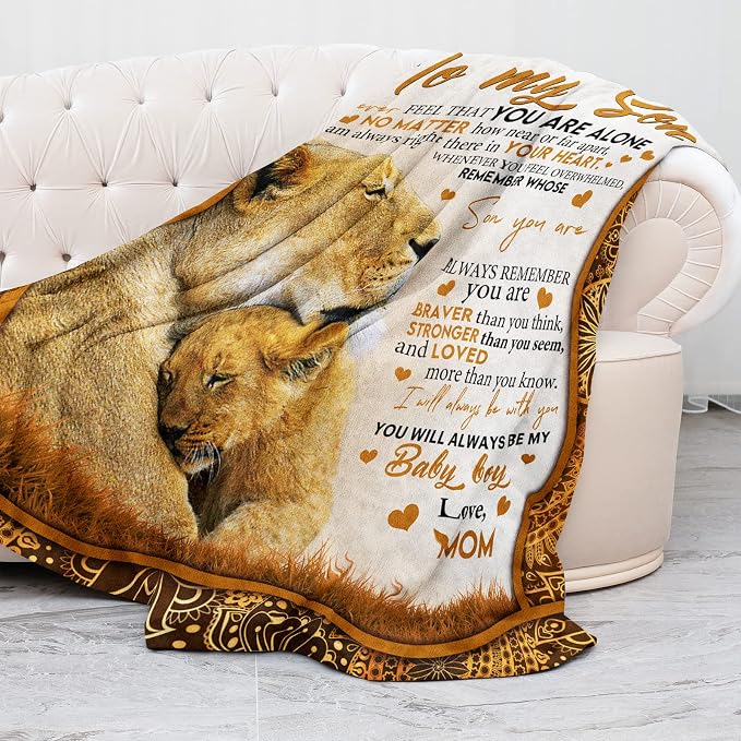 Gifts for Son, Son Gifts from Mom, Son Birthday Fathers Day Graduation, Soft Throw Blanket 80"x60"