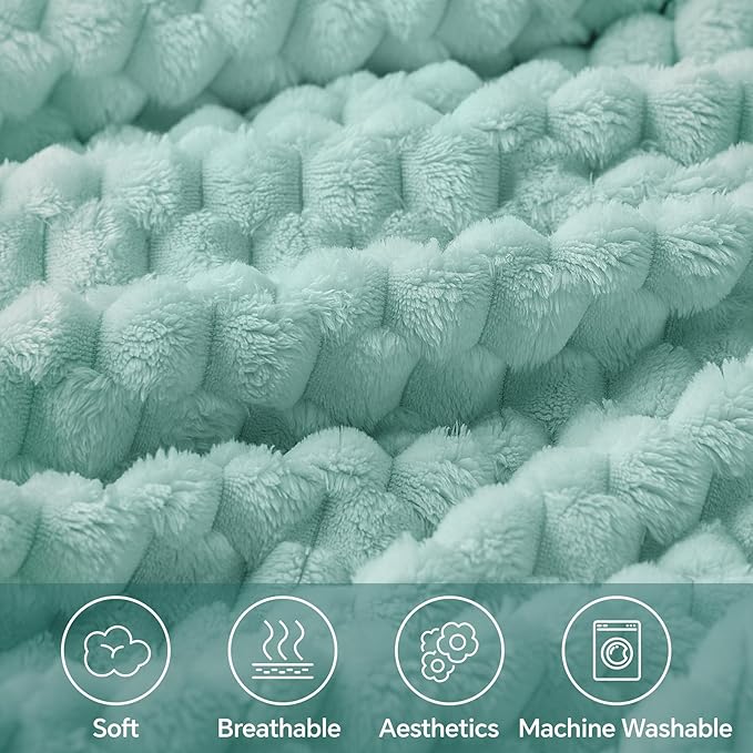 BEDELITE Haze Blue Throw Blanket for Couch, Soft Cozy Gift for Women, 50*60 | 3D Jacquard Decorative Fleece Blanket, Super Soft Plush Throws, Cute Birthday Gift for Women & Men, Suitable for All Seasons