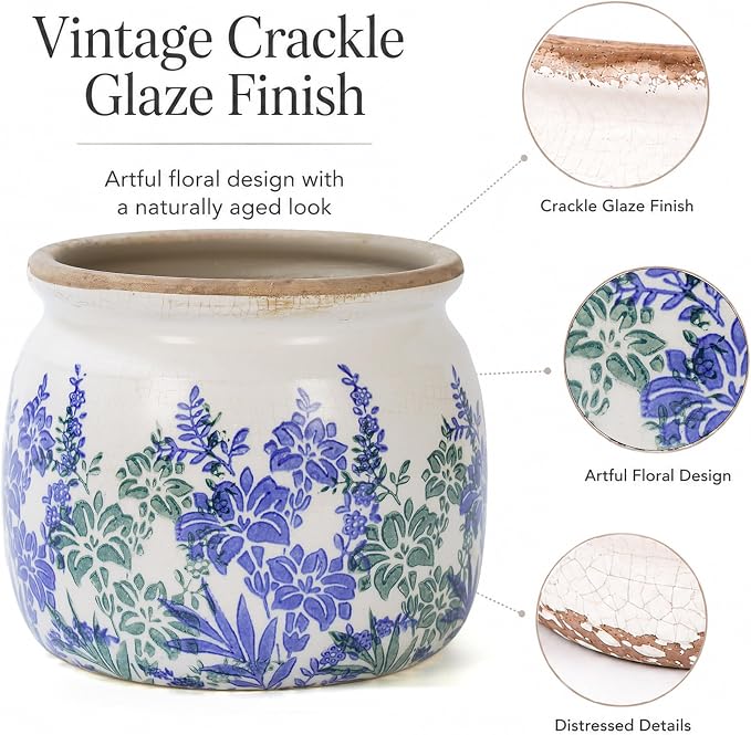 Dosayes Vintage Plant Pot,6.29 inch Ceramic Flower Pot with Drainage