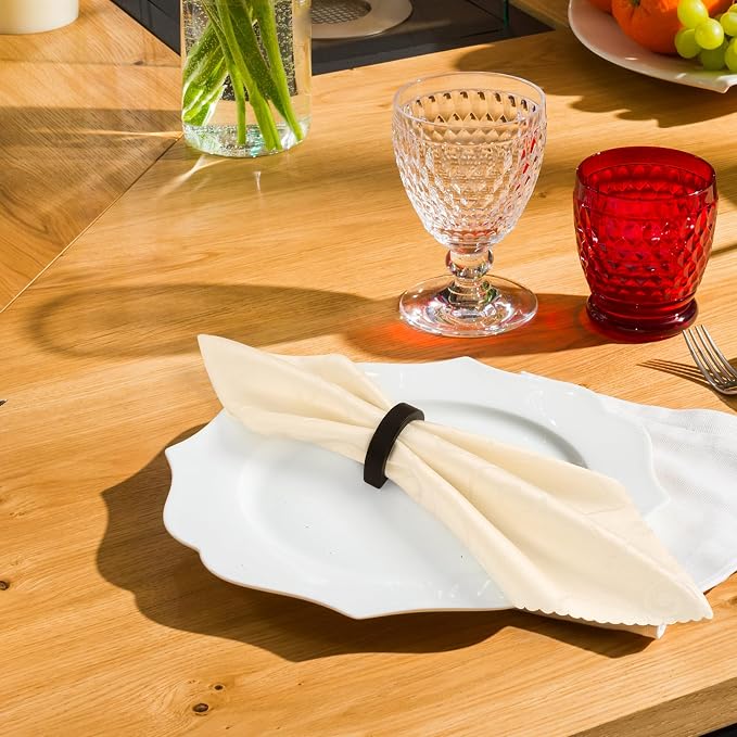 Yagoo Napkin Rings Set of 6, Wood Semicircle Napkin Holder(Black) | Handcrafted Wood, Reusable,Keeps Napkins Neat, Elegant Table Decor for Dinner, Party and Holiday