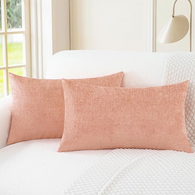 CaliTime Decorative Couch Throw Pillow Covers 20 X 12 Inches Dusty Pink