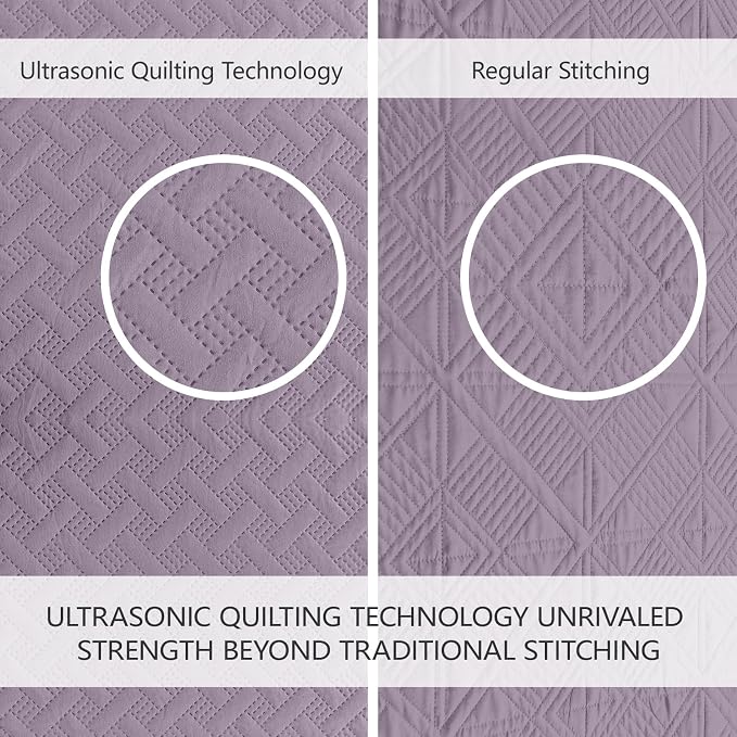 FLYMME Twin Quilt Set,Lightweight Grayish Purple Bedspreads,Basket Weave Pattern,Ultra Soft Microfiber Bedspread Bed Coverlet 2 Pieces for All-Seasons (1 Quilt,1 Shams)