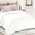 Whale Flotilla Flannel Fleece Bed Blanket King Size, White | Lightweight Breathable Soft Bedspread, Plush Fluffy Coverlet Chevron Design Decorative Blanket for All Season, 90x104 Inch