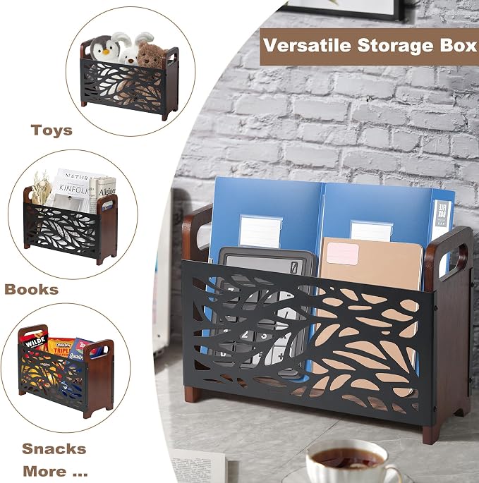Magazine Holder,Wood Magazine Rack,Rustic Magazine File Holder | Magazine Storage Basket,Magazine Rack Floor,Farmhouse Magazine Organizer for Magazines,Books,Newspapers