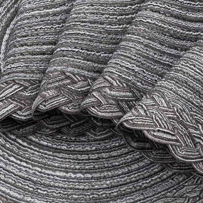 SHACOS Round Placemats Set of 4 Boho Braided Border 15 inch Circle Place Mats Washable Fabric Table Mats for Kitchen Dining Table, Gray (Pack of 2)