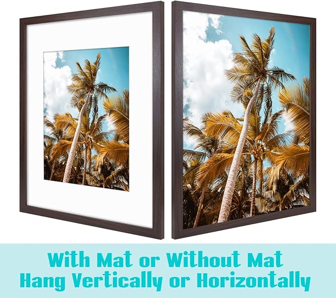 Frametory 6 Pack 16x20 Brown Picture Frame with Real Glass Mat for 11x14