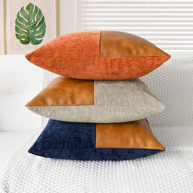 CaliTime Decorative Couch Throw Pillow Covers 18 X 18 Inches Navy Blue
