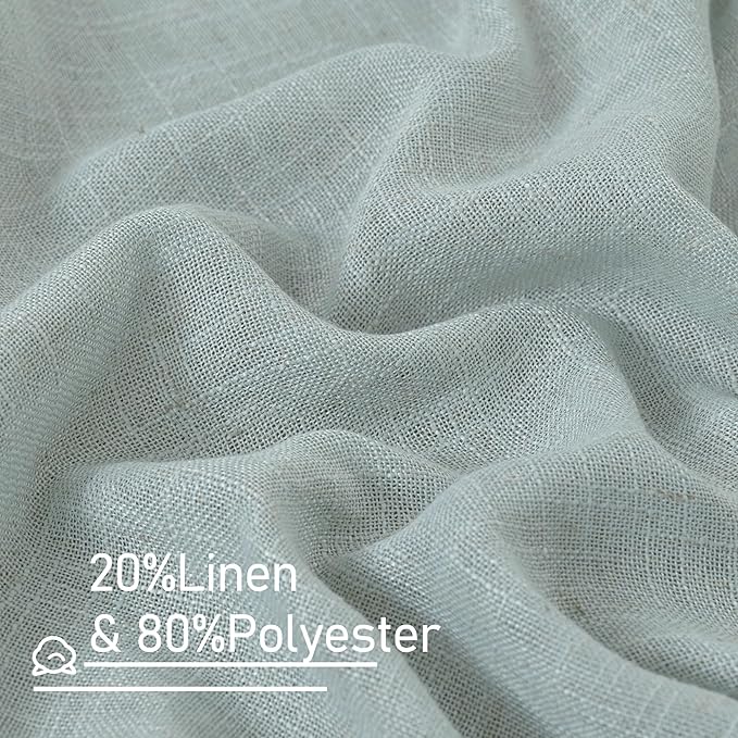 Sheer Linen Curtains 63 inches Long for Bedroom Window 2 Panels | Light Filtering, Semi Sheer Drapes, Curtains for Living Room, Farmhouse, Rod Pocket Back Tab, 38 x 63 Inch, Greyish Blue
