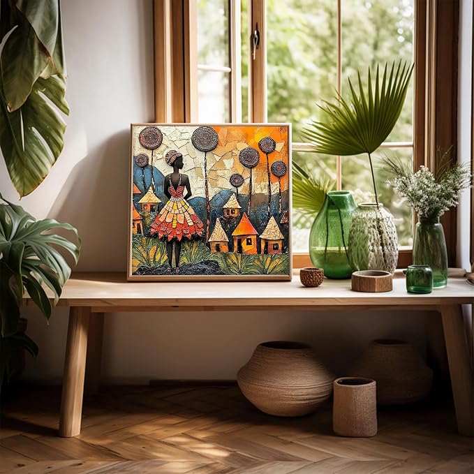 Black Female Picture Printing Feminist Women Poster 16x16Inch Unframed | Black African American Women Pictures Wall Art Trendy African American Girl Poster for Apartment Living Room Bedroom Home
