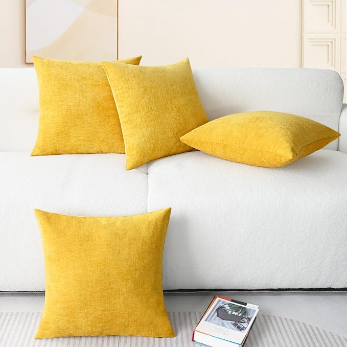 CaliTime Decorative Throw Pillow Covers 18 X 18 Inches Mustard Yellow