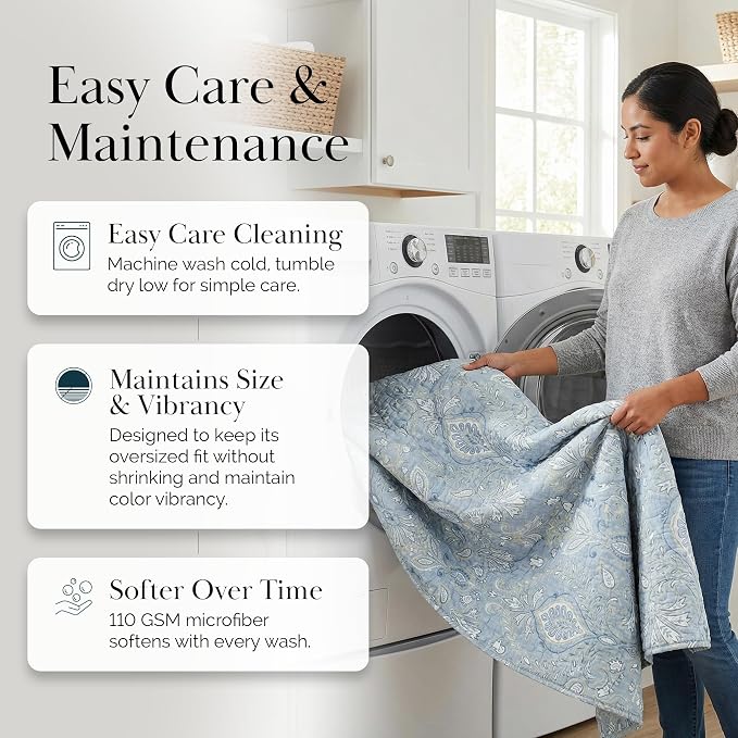 Southshore Fine Living, Inc. Boho Quilt Set, Lightweight Bedspread for Summer, Coverlet King Size, Paisley Bedding Set with Two Matching Pillow Shams, California King Quilts, Blue Paisley Quilt