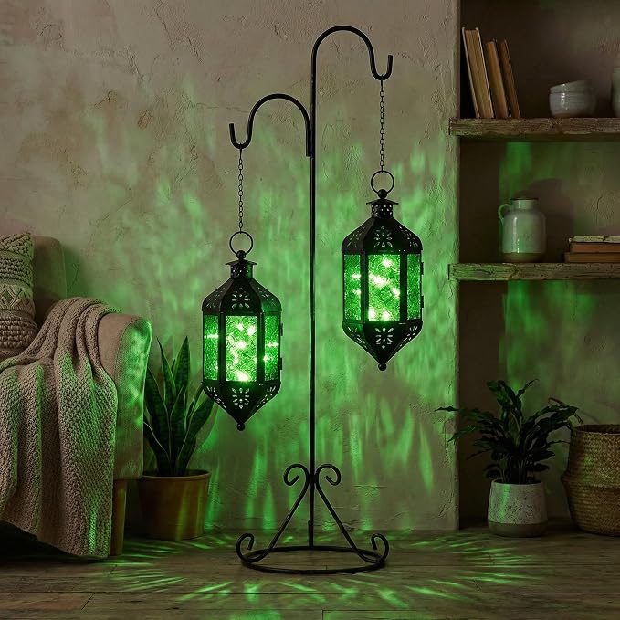 Vela Lanterns Decorative Outdoor Hanging Tea Light Candle Holder, Green, M