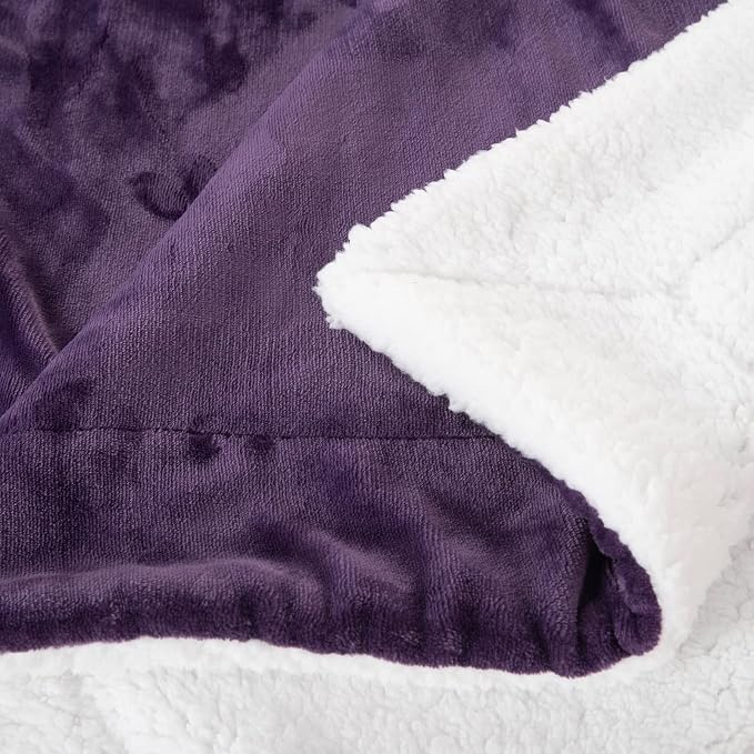 SOCHOW Sherpa Fleece Throw Blanket, Double-Sided Super Soft Luxurious Plush Blanket Twin Size, Aubergine 60inch X80'' | Double-Sided Super Soft Luxurious Plush Blanket Twin Size