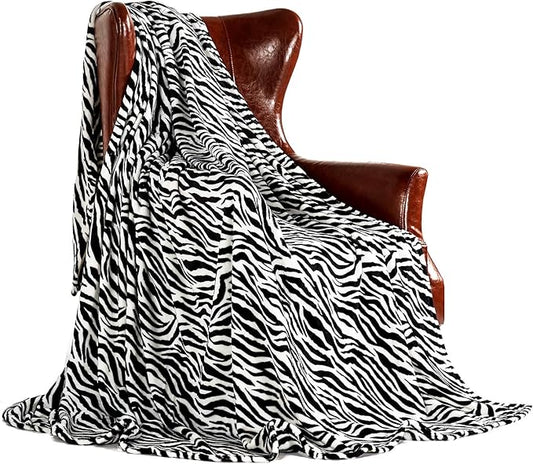 MERRYLIFE Throw Blanket for Couch | Soft Decorative Ultra-Plush Colorful| Throw Size Travel Blanket Plush|(50" 60", Zebra)