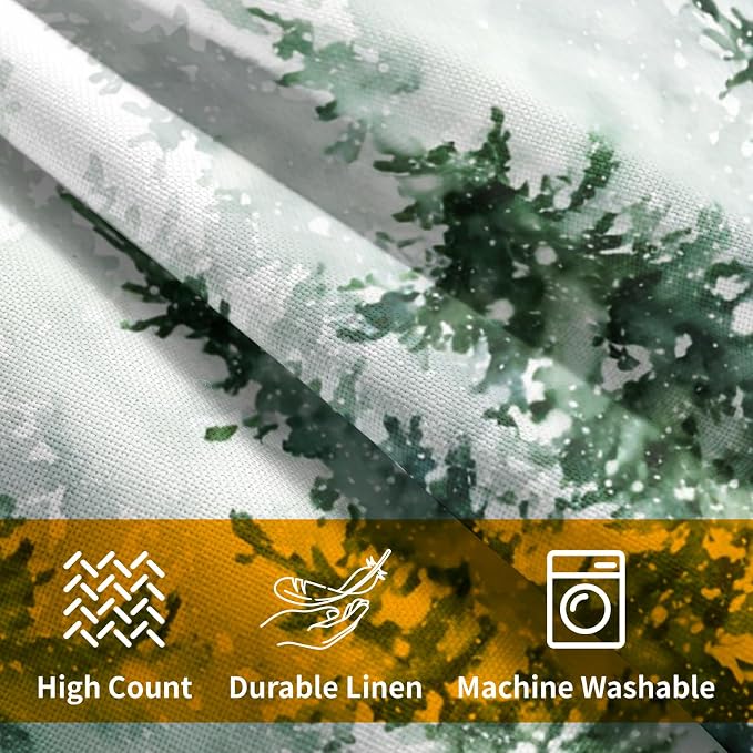 Winter Forest Pillow Covers 16x16 Inch 2Pcs Watercolor Green Misty Pine Tree Nature Landscape Throw Pillows Cover Mountain Square Cushion Cover for Home Sofa Patio Living Room