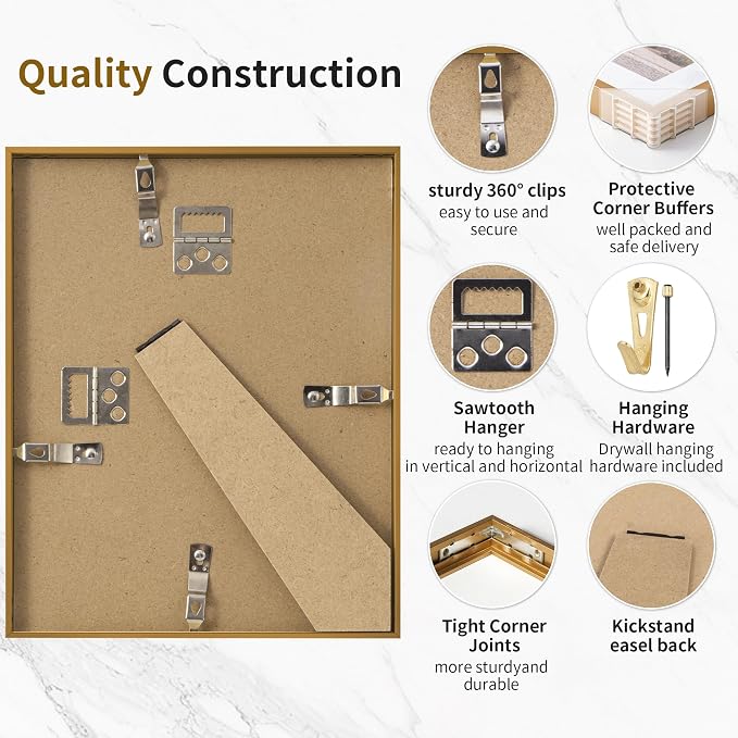 Fun Memories 5x7 Metal Picture Frame - 5 x 7 Metal Photo Frames with 4x6 Removable Mat- Ideal for Wall or Tabletop Display - Wall Hook Hanging Hardware Included (Bronze, 1 Pack)