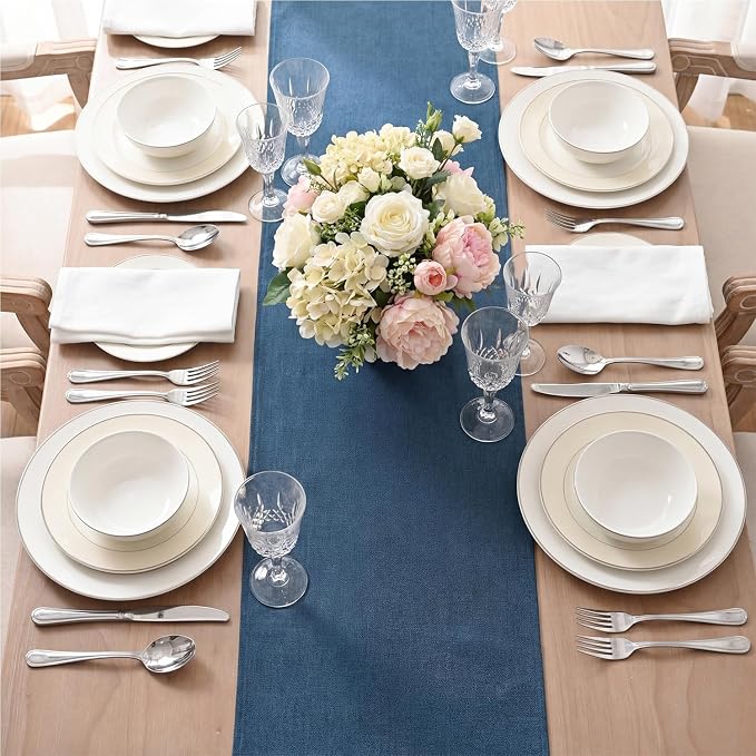 Artoid Mode Navy Blue Table Runner, Seasonal Summer Fall Washable Kitchen Dining Table Decoration for Home Party Decor 13x48 Inch