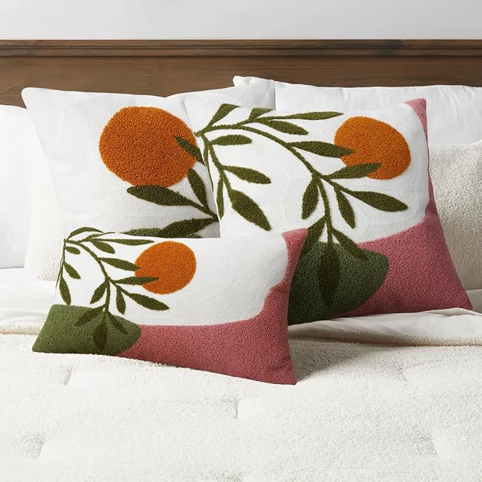 Adabana Boho Pillow Cover 18x18 Inch Embroidered Throw Pillow Cover
