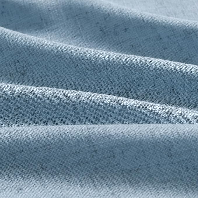 Blue Semi Sheer Linen Curtains 84 inch Length for Living Room Back Tab Modern Farmhouse Coastal Decor Stone Dusty Blue Cotton Textured Gauze Curtains for Dining Room Bedroom Blue Grey