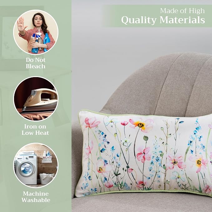 Maison d' Hermine Throw Pillow Covers 100% Cotton (12" x 20" - Pack of 1)