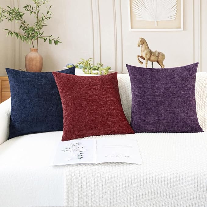 CaliTime Decorative Couch Throw Pillow Covers 22 X 22 Inches Navy Blue