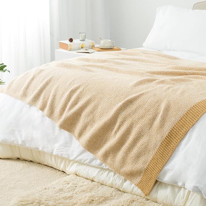 Carriediosa Heather Throw Blanket 50x60, 400GSM Ultra Soft Microfiber | Yolk Yellow, Fuzzy Fluffy Cozy Plush Knit Knitted Throws, Lightweight Cute Preppy Fall Blankets for Couch, Bed