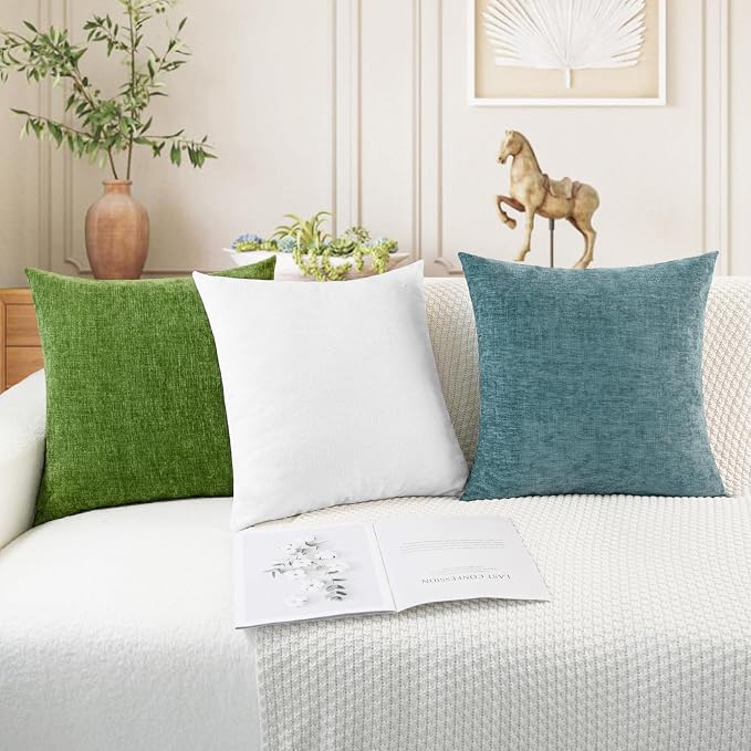CaliTime Decorative Couch Throw Pillow Covers 18 X 18 Inches True White