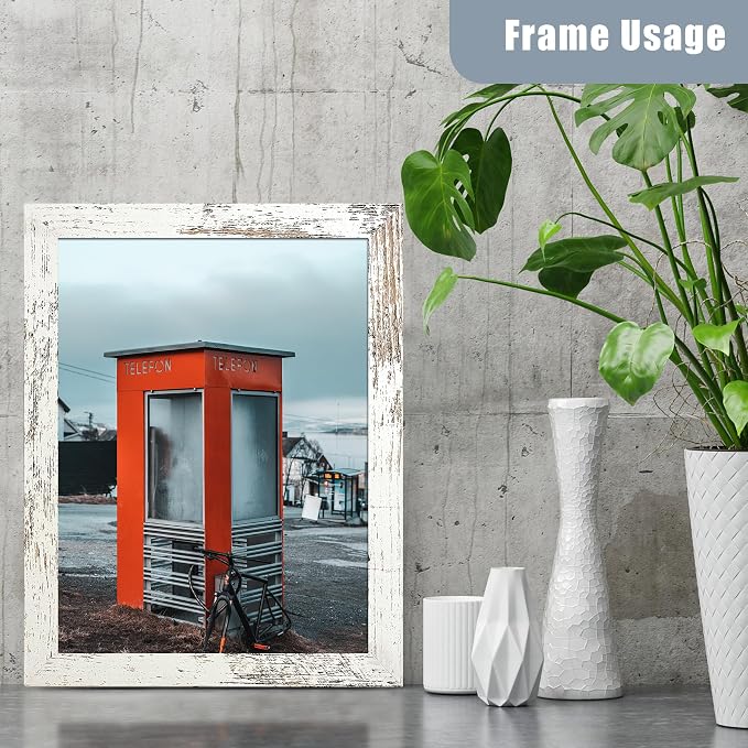 BESCRCL 8x10 Picture Frame Engineered Wood Set of 6, Distressed White Wooden Frame 8 x 10 for Wall or Tabletop