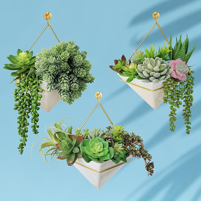 Winlyn 22 Pcs Bulk Artificial Succulents Plants Unpotted Small Aloe Hanging String of Pearls Cactus Green Fake Succulents for Succulent Garden Arrangement Centerpiece Wall Indoor Outdoor Home Decor
