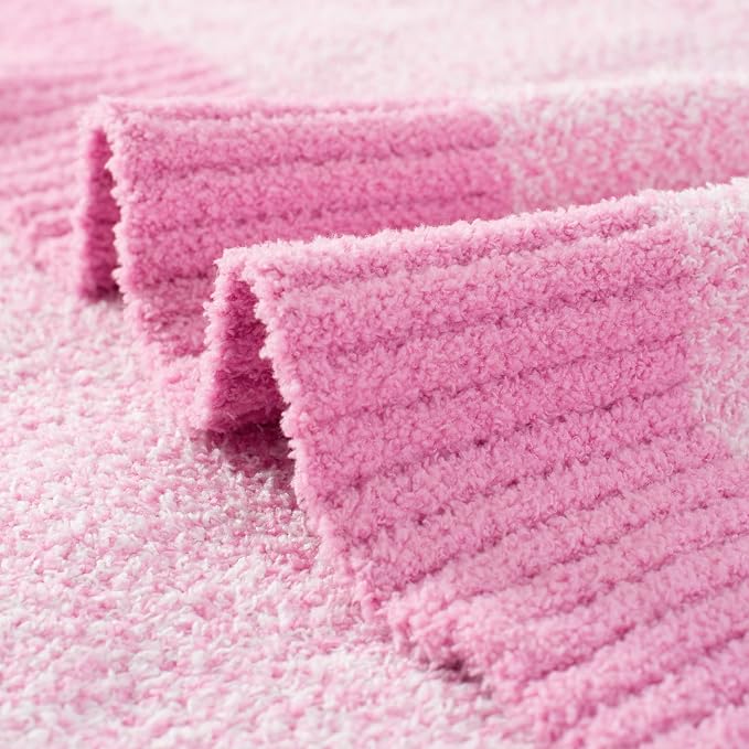Carriediosa Heather Throw Blanket 50x60, 400GSM Ultra Soft Microfiber | Hot Pink, Fuzzy Fluffy Cozy Plush Knit Knitted Throws, Lightweight Cute Preppy Fall Blankets for Couch, Bed