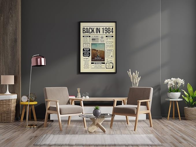 Personalized 41 year old birthday gifts - Back in 1984 Poster - Centerpiece Table Decorations 41st Birthday Party - Custom Born in 1984 Newspaper Vintage Poster for Men, Women, Him, Her