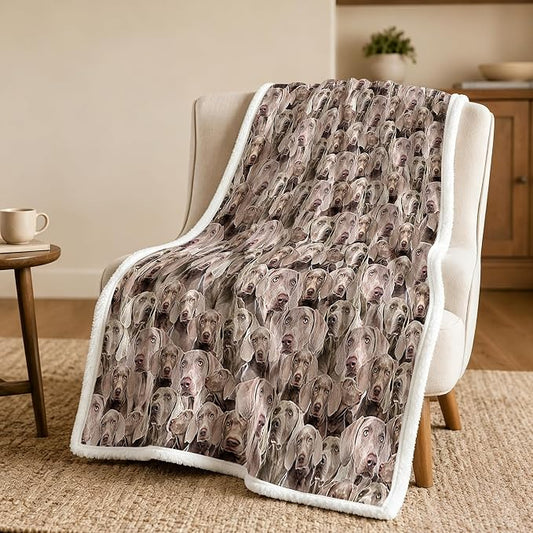 BlessLiving Weimaraner Brown Throw Blanket Dense Blanket | Sherpa; Soft; BlessLiving Weimaraner Brown Throw Blanket Dense; with; Dog; Patterns; Fleece; Couch; Bed; Cozy; Warm