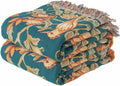 Phuryllic Boho Throw Blanket Twin Size, Soft Cozy Cotton Muslin Quilt Blanket for Bed Decor, Floral Patterned Couch Sofa Chair Cover, Vintage Farmhouse Cottage Tapestry Woven Blanket, Green&Orange