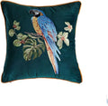 Luxury Embroidery Parrot Throw Pillowcase Gold Embroidered Velvet Cloth Cushion Cover Decorative Animal Bird Print Parrot Pillow Cover for Preppy Stuff Room 1PCS (Color-3)