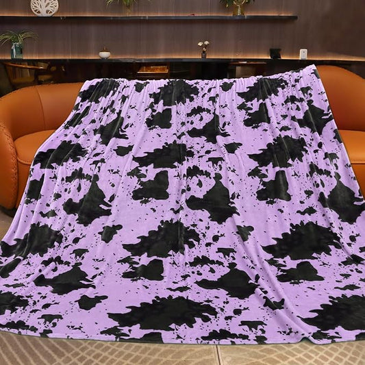 King Size Fleece Blanket for Bed, Oversized Soft Cozy Purple Bed Blanket for Adults Couples, Extra Large Home Room Decor for All Season, 90x108 inches