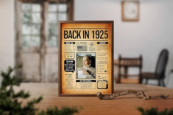 Back in 1925 Poster Sign, Personalized Birthday Gifts Idea, Custom 1925 Historical Birthday Newspaper, Born in 1925 Birthday Party Decorations, Fun Fact for the Day You Were Born, Decor Art Print