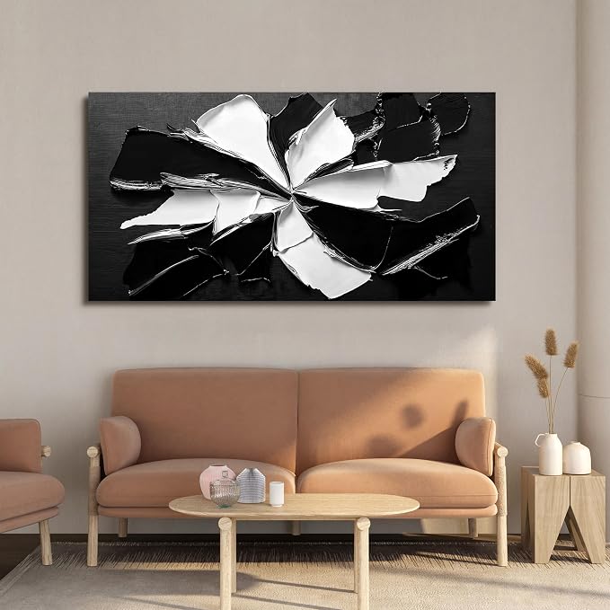 Abstract Wall Art Decor Modern Large Wall Art for Living Room Abstract Canvas Art Wall Decor Oversized Black and White Wall Art Prints Flowers Artwork for Walls Office Home Decorations 35" X 70"