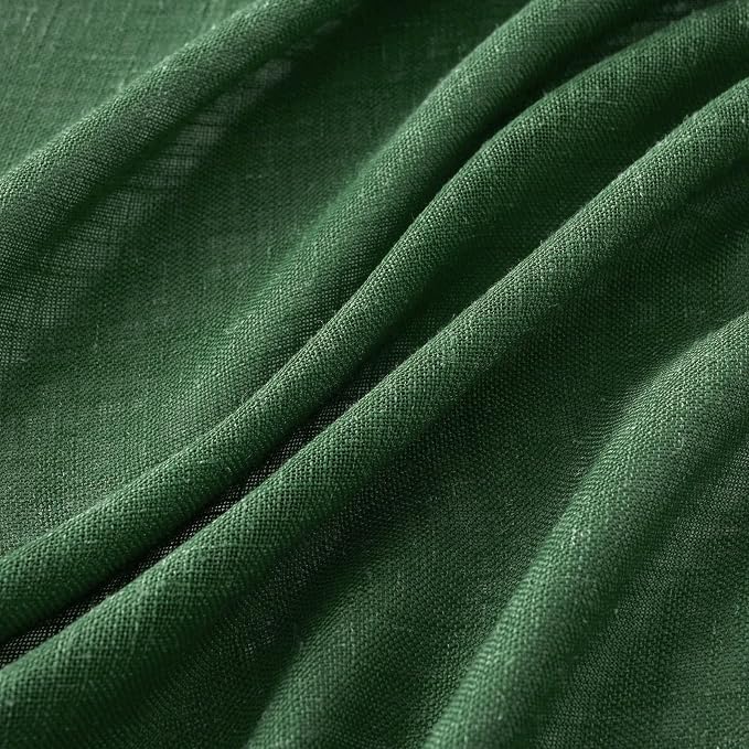MIULEE Emerald Green Linen Curtains 52x108 Inch for Bedroom Living Room | Soft Thick Linen Textured Window Drapes, Semi Sheer Light Filtering, Back Tab Rod Pocket, Christmas Decor, 2 Panels