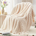 EXQ Home Fleece Throw Blanket for Couch and Bed, 3D Imitation Large Turtle Shell Jacquard Decorative Blankets, Plush Lightweight Fuzzy Flannel Blanket Suitable for All Seasons (50"×60",Beige)