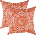 TreeWool Mandala Accent Throw Pillow Covers 18x18 Set of 2 (Orange) | Decorative Throw Pillowcases for Sofa & Couch; 100% Cotton Accent Covers Ideal for Spring & Summer Stylish Home Decor