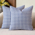 CARRIE HOME Navy Blue Plaid Outdoor Throw Pillow Covers 18x18 Set of 2 Blue and White Gingham Pillow Covers Farmhouse Decor for Bedroom and Christmas Holiday