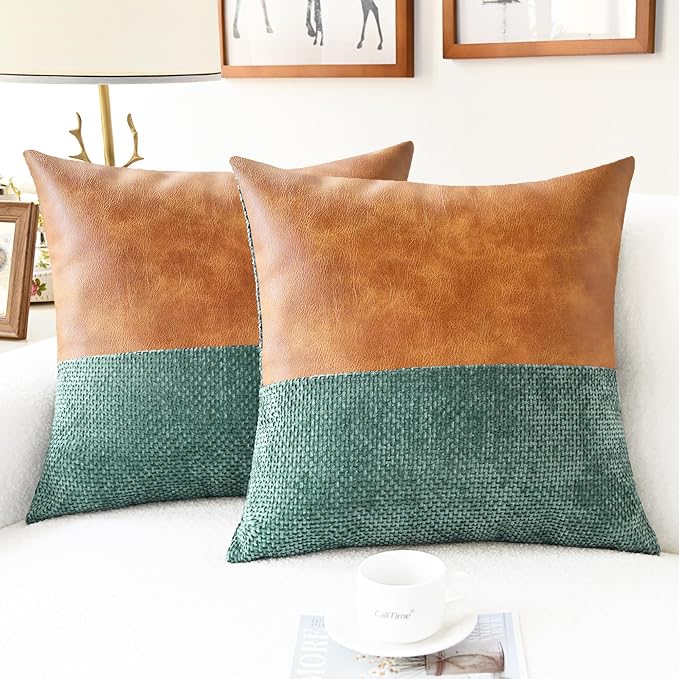CaliTime Decorative Couch Throw Pillow Covers 18 X 18 Inches Deep Teal