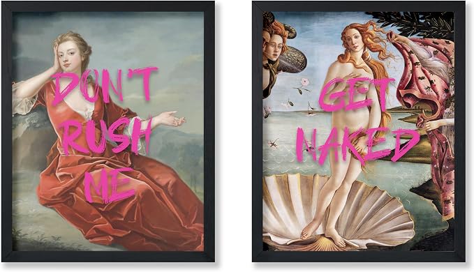 Poster Master 2-Piece Don't Rush Me Print - Get Naked Poster - Altered & Pop Art - Humorous Gift for Men & Women - Funny Wall Decor for Bedroom, Dorm or Bathroom - 8x10 UNFRAMED Wall Art