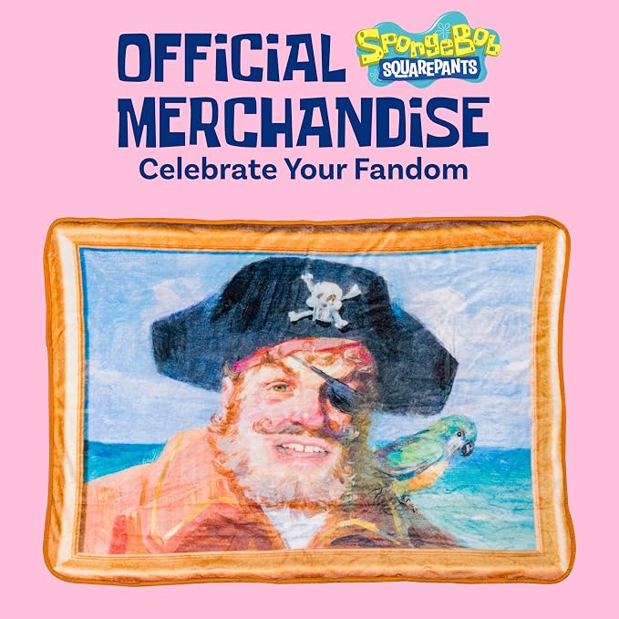 Silver Buffalo Spongebob Squarepants Captain, Fleece Throw Blanket, 45x60in | Painty the Pirate, Soft and Cozy, 180 GSM