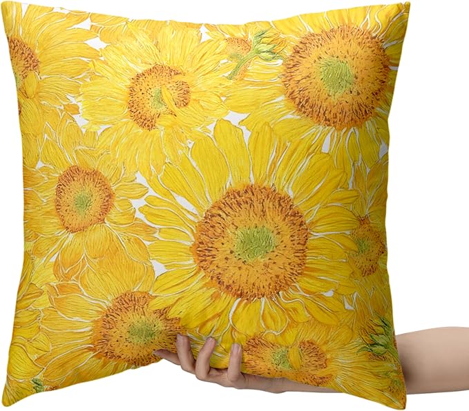 Sunflower Pillow Covers Floral Throw Pillow Covers 24x24 Yellow Pillow Case Flowers Double Sided Printing Cushion Case for Living Room Couch Sofa Set of 2