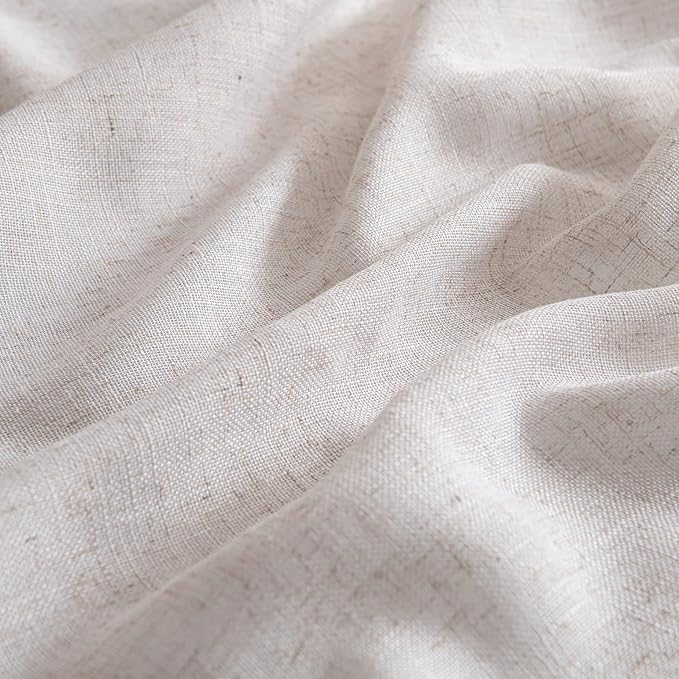 MIULEE Natural White Linen Curtains 34x48 Inch Neutral Cream Ivory 2 Panels | Curtains for Bedroom Living Room, Soft Thick Linen Textured Window Drapes, Semi Sheer Light Filtering, Rod Pocket Back Tab