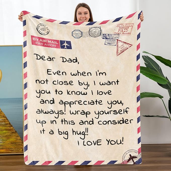 TURMTF Fathers Mothers Day Birthday Gifts for Dad, Best Dad Gifts from Daughter Son, Best Dad Gifts Ideas for Fathers Day, Dad Blanket (Dad Gift, 56"x71")
