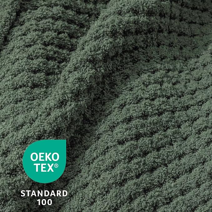 Waffle Knit Throw Blanket for Couch, Soft Cozy Chunky Knit Thick Knitted Blanket for Sofa, Bed, Gift for Women Girls Home Decor (Sage, Twin 60"x80")