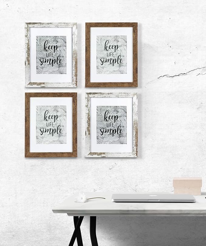 kennethan 11x14 Picture Frame Rotten White 2 Pcs in 1 set Wooden Frame can Display 8x10 Picture with Mat or 11x14 Without Mat on the Wall display for home decoration,holiday gift